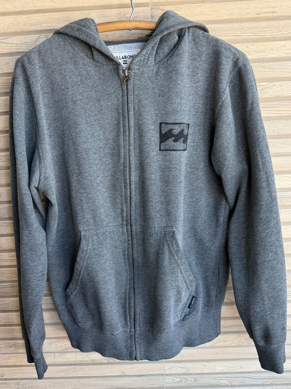 Billabong Gray Full Zipper Hoodie Sweatshirt Men’s Small Graphic Surf Skate Y2K